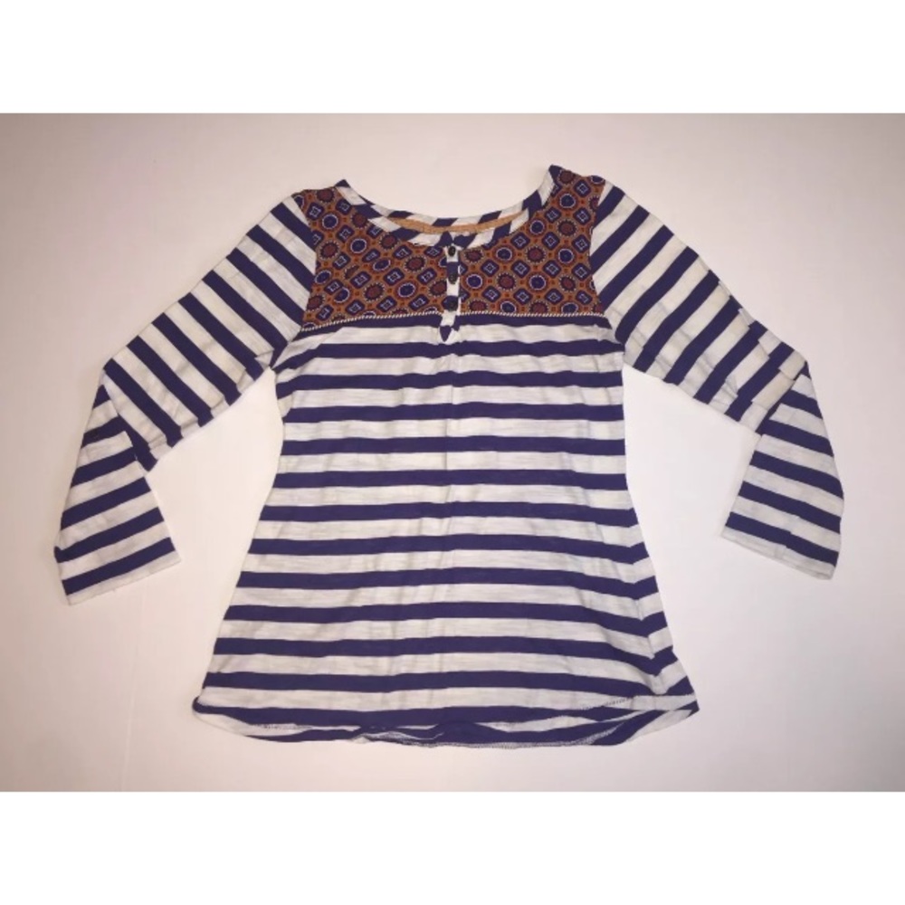 Anthropologie Postmark Striped Floral Shirt Sz XS